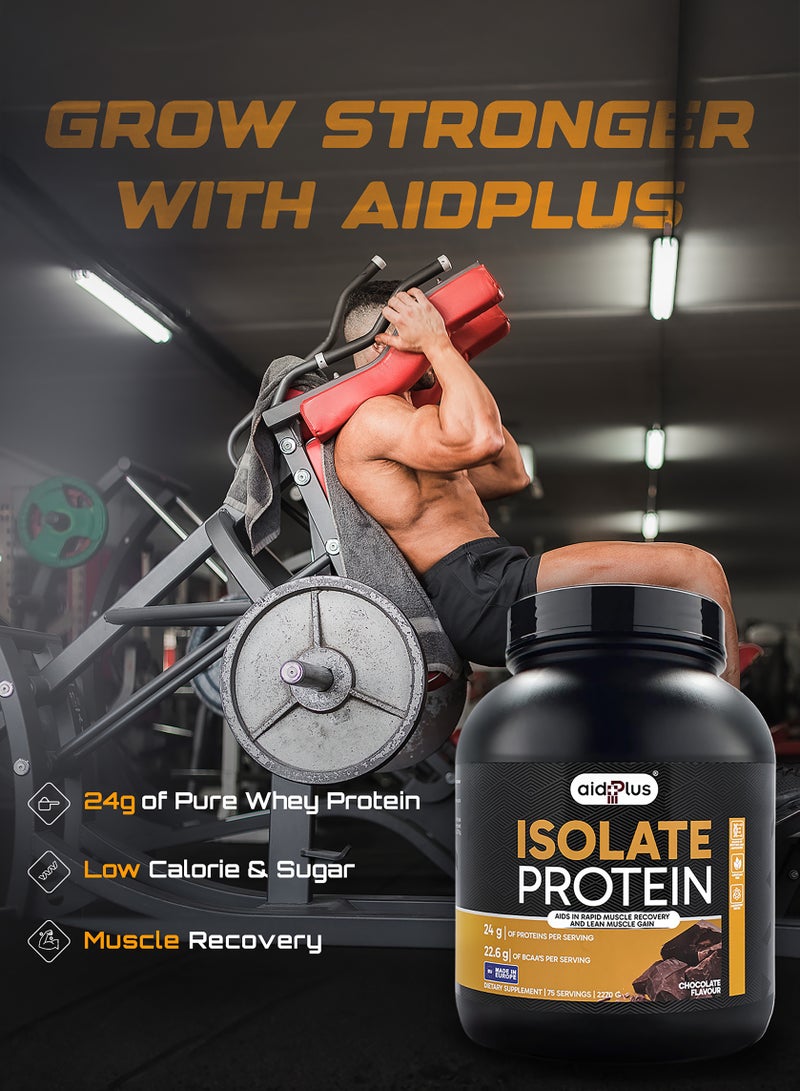 AID PLUS بروتين مصل اللبن بنكهة الشوكولاتة، 2270غ | 75غ بروتين لكل حصة | بروتين مصل اللبن المعزول لنمو العضلات والتعافي | خالي من الجلوتين وخالي من اللاكتوز - Image 3