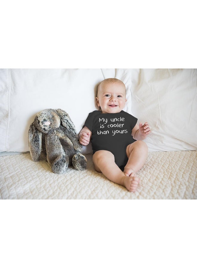 Funnwear My Uncle is Cooler Than Yours - Funny Baby Essentials Bodysuit - Newborn Clothes Baby Romper (6 Months, Black) - Image 3