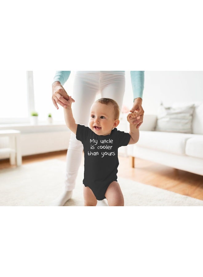 Funnwear My Uncle is Cooler Than Yours - Funny Baby Essentials Bodysuit - Newborn Clothes Baby Romper (6 Months, Black) - Image 2
