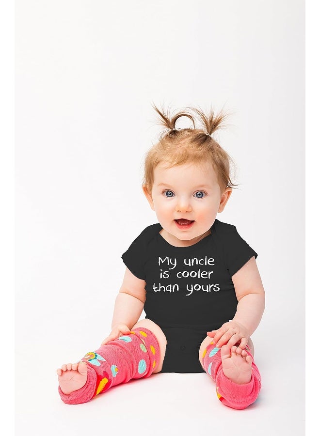 Funnwear My Uncle is Cooler Than Yours - Funny Baby Essentials Bodysuit - Newborn Clothes Baby Romper (6 Months, Black) - Image 4