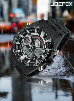 JoeFox Men's Watch Sports Wristwatch with Quartz Dual Movement Analog Digital Display Watches for Men Black  - Image 4