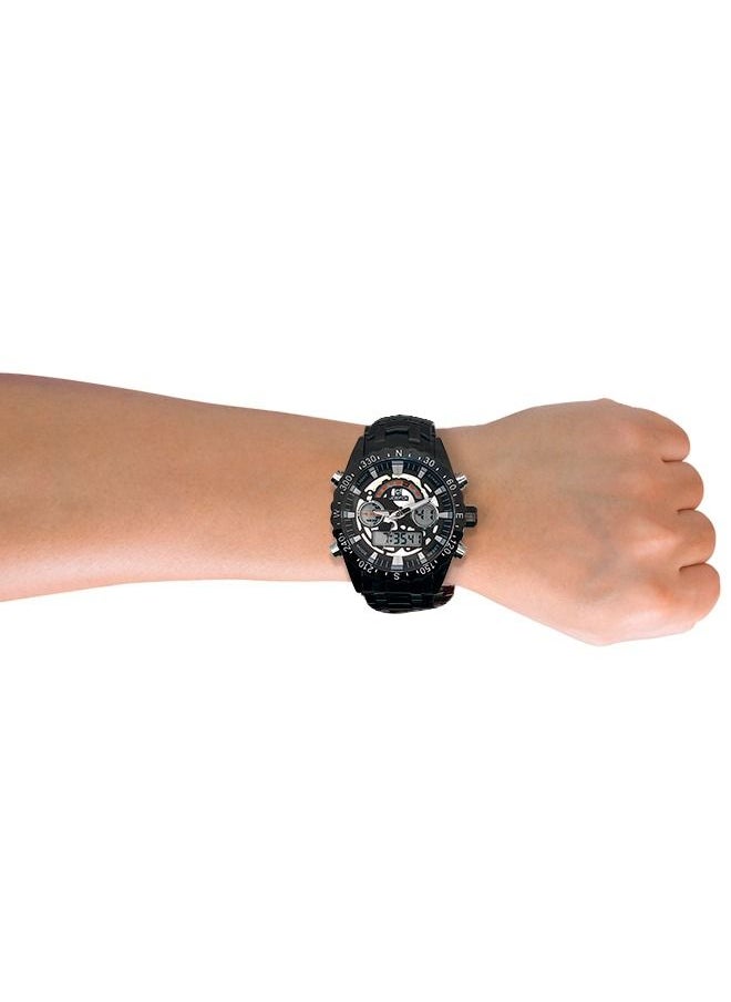 JoeFox - Men's Watch Sports Wristwatch with Quartz Dual Movement Analog Digital Display Watches for Men Black - Image 1