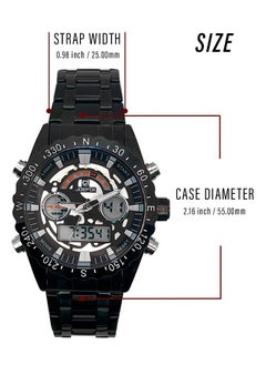 JoeFox Men's Watch Sports Wristwatch with Quartz Dual Movement Analog Digital Display Watches for Men Black  - Image 5
