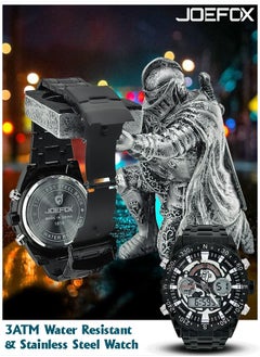 JoeFox Men's Watch Sports Wristwatch with Quartz Dual Movement Analog Digital Display Watches for Men Black  - Image 3