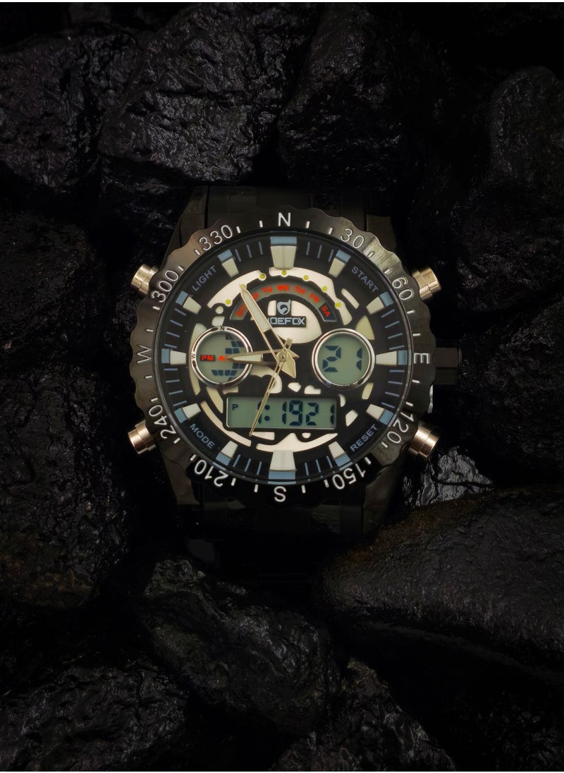 JoeFox - Men's Watch Sports Wristwatch with Quartz Dual Movement Analog Digital Display Watches for Men Black - Image 1