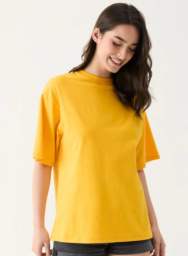 Zigzag Oversized Mustard T-shirt