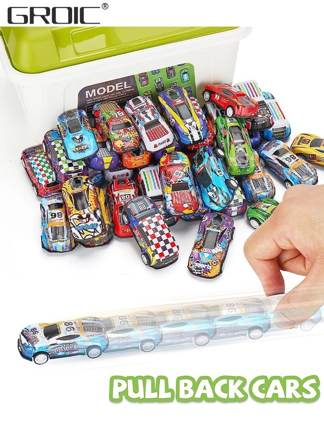 GROIC 30 Pack Pull Back Toy Cars with Storage Box, Back to Force Toy Cars, Alloy Cast Mini Die-Cast Race Cars Vehicles Bulk, Party Favor Cars Toys, Best Gifts for Toddlers - Image 2