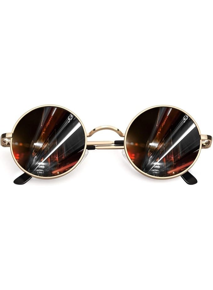 Retro Round Polarized Sunglasses - Circle Metal Hippie Shades UV400 Protection - Image 1