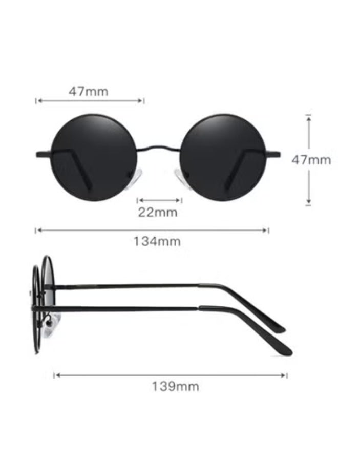 Retro Round Polarized Sunglasses - Circle Metal Hippie Shades UV400 Protection - Image 4