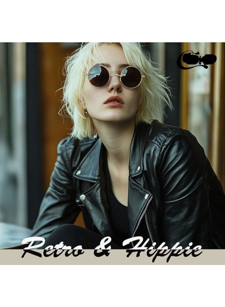 Retro Round Polarized Sunglasses - Circle Metal Hippie Shades UV400 Protection - Image 5
