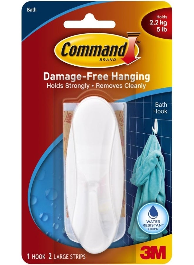 Command Bath Designer Large Hook White color, 1 Hook+2 Strips/ pack - Image 5