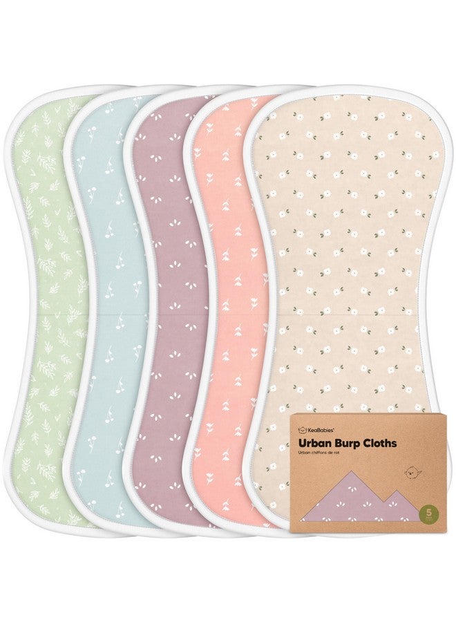 KeaBabies Organic Burp Cloths for Baby Boys and Girls - 5-Pack Super Absorbent Burping Cloth, Burp Clothes, Soft & Plush, Newborn Milk Spit Up Rags, Burpy Cloth Bib for Unisex, Burping Rags (Blooms)  - Image 1