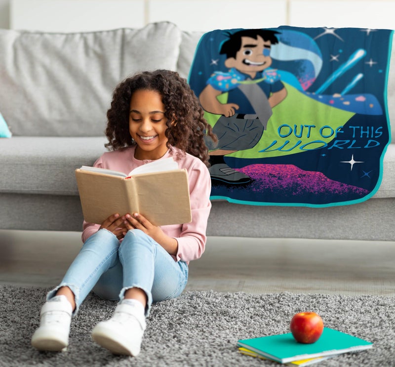 Jay Franco Plush Throw Blanket - 46"" x 60"" Inch Cartoon Kids Soft & Cozy Fleece Throw for Bedroom & Couch D?cor  Official Licensed Product  Blue - Elio - Image 2