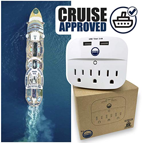 Cruise On Cruise Approved Power Strip - Non Surge Protector for Cruise Ship with 2 USB Outlets - Cruise Ship Essentials 2025 for Carnival, Princess, Norwegian, Holland America, MSC & Major Cruise Lines (White) - Image 2