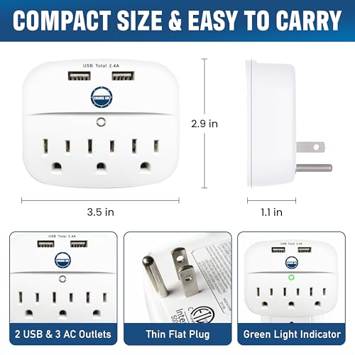 Cruise On Cruise Approved Power Strip - Non Surge Protector for Cruise Ship with 2 USB Outlets - Cruise Ship Essentials 2025 for Carnival, Princess, Norwegian, Holland America, MSC & Major Cruise Lines (White) - Image 4
