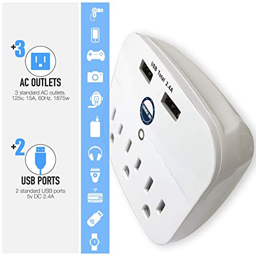 Cruise On Cruise Approved Power Strip - Non Surge Protector for Cruise Ship with 2 USB Outlets - Cruise Ship Essentials 2025 for Carnival, Princess, Norwegian, Holland America, MSC & Major Cruise Lines (White) - Image 3