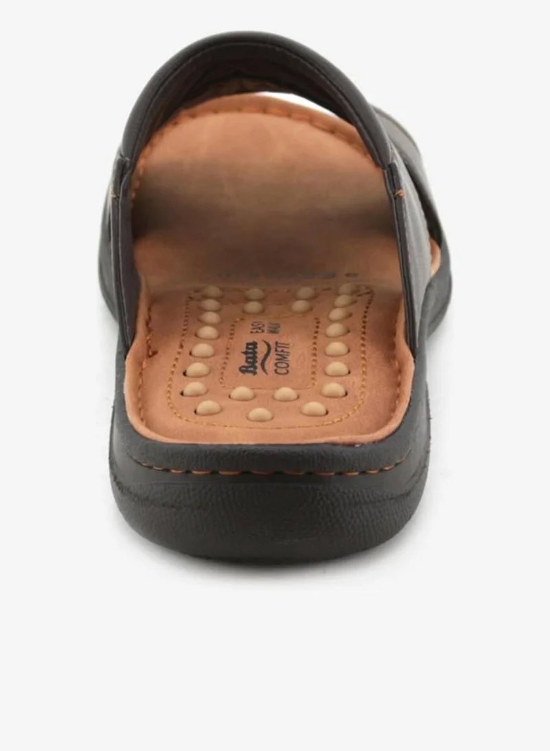 Bata Brown Cross Strap Comfort Slides for Men | Best Price UAE