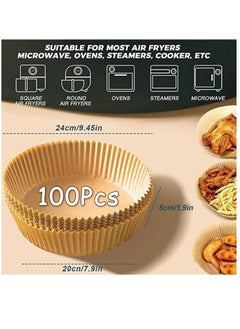 UrbanEssentia Premium Disposable Air Fryer Paper Liner, 100pcs (20cm, 7.9inch), Food Grade Parchment Paper, Heat Resistant Baking Paper, Greaseproof, Waterproof, Non stick, Airfryer Paper for Baking, Frying, Roasting  - Image 2