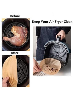 UrbanEssentia Premium Disposable Air Fryer Paper Liner, 100pcs (20cm, 7.9inch), Food Grade Parchment Paper, Heat Resistant Baking Paper, Greaseproof, Waterproof, Non stick, Airfryer Paper for Baking, Frying, Roasting  - Image 5