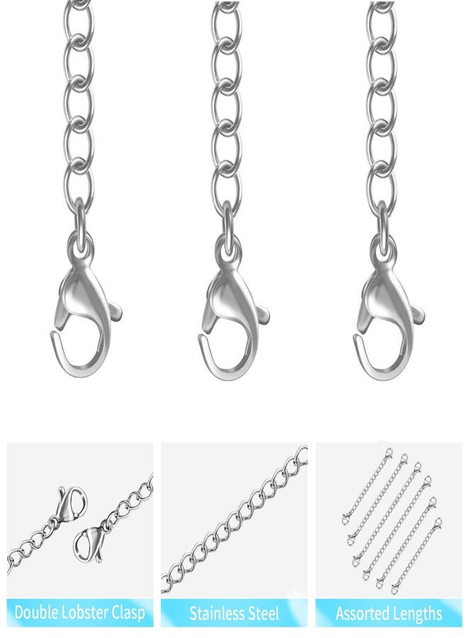 UUBAAR 12 PCS Necklace Extenders - Stainless Steel Necklace Extension Chain for Jewelry, Bracelets & Anklets (1"-6" Lengths, Silver) - Image 3