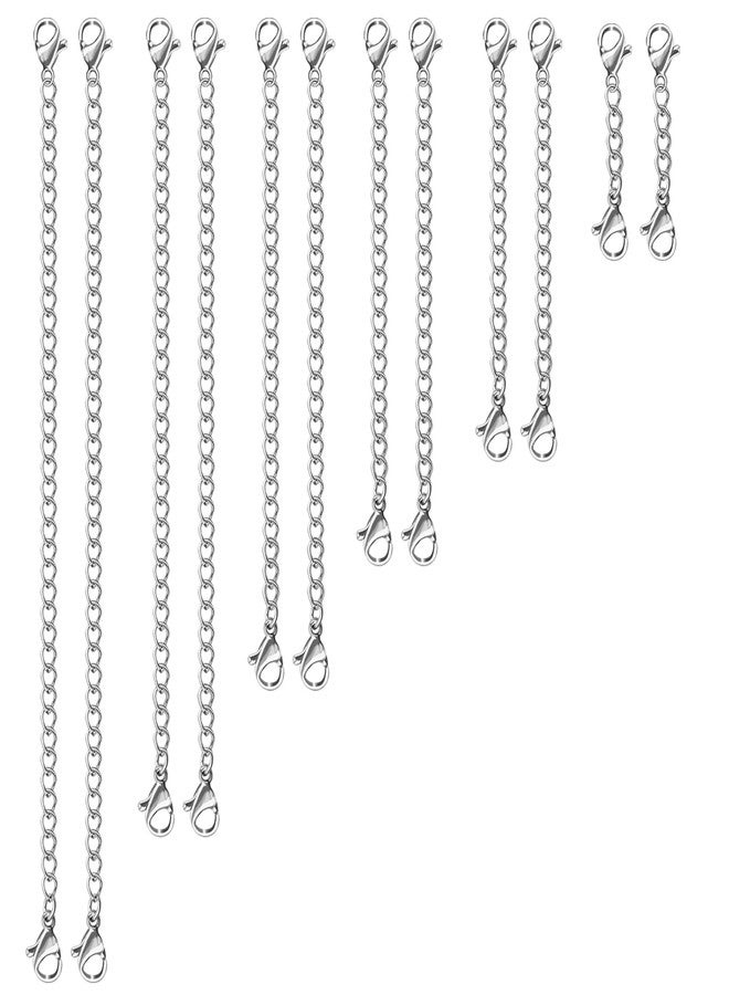 UUBAAR 12 PCS Necklace Extenders - Stainless Steel Necklace Extension Chain for Jewelry, Bracelets & Anklets (1"-6" Lengths, Silver) - Image 1