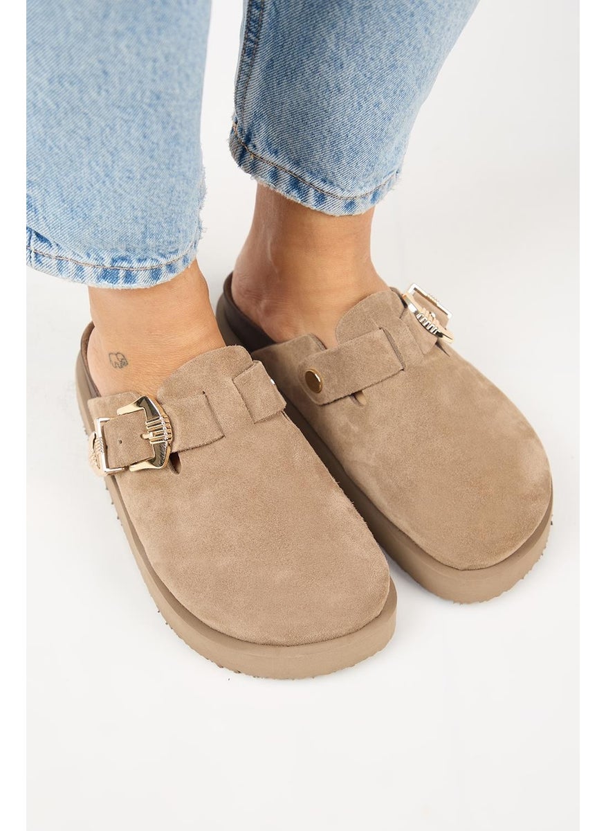 Manijero (Sofia) Women's Leather Sabo Platform Mink Slippers  - Image 2