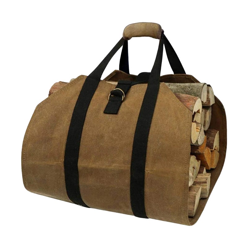 Firewood Carrier Wood Carring Bag with Handles Durable Waxed Canvas Log Carrier Large Log Tote Bag Firewood Holder for Camping Indoor 39 X 16 Inch - Image 1