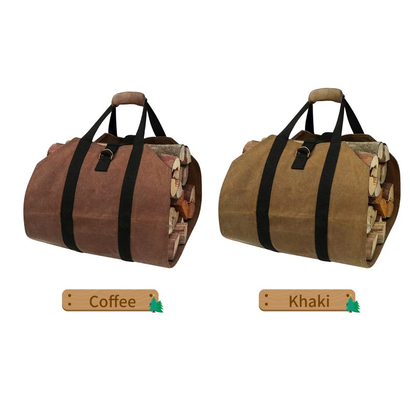 Firewood Carrier Wood Carring Bag with Handles Durable Waxed Canvas Log Carrier Large Log Tote Bag Firewood Holder for Camping Indoor 39 X 16 Inch - Image 2
