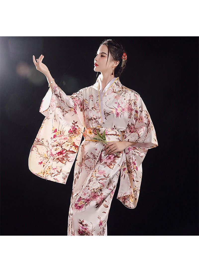 Japanese Kimono, Japanese Traditional Clothing for Nightgown, Bathrobe, Home Clothes, Ethnic Style Stage Performance Clothes(Does not include fan) - Image 1