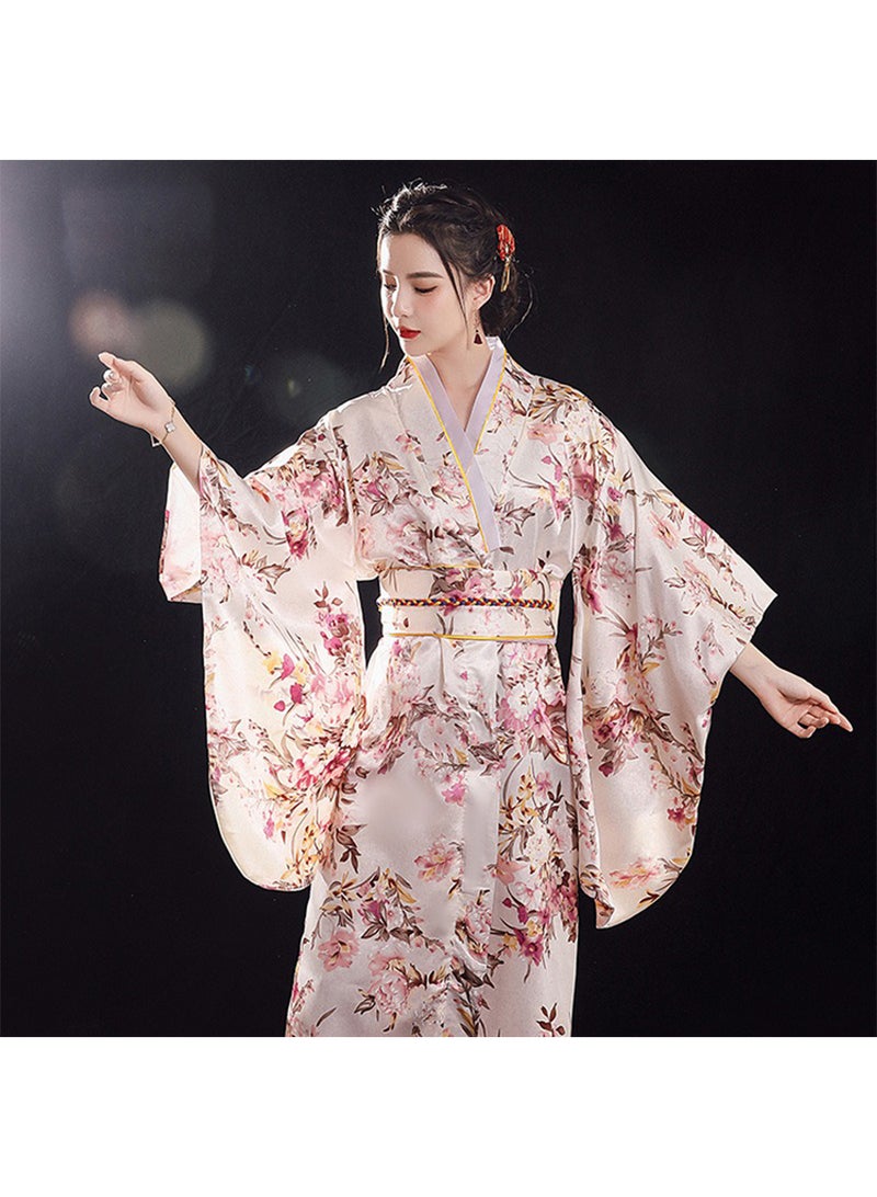 Japanese Kimono, Japanese Traditional Clothing for Nightgown, Bathrobe, Home Clothes, Ethnic Style Stage Performance Clothes(Does not include fan) - Image 2