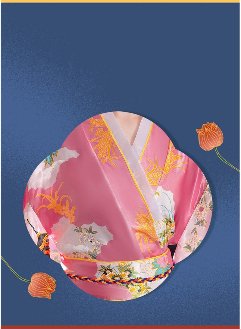 Japanese Kimono, Japanese Traditional Clothing for Nightgown, Bathrobe, Home Clothes, Ethnic Style Stage Performance Clothes(Does not include fan) - Image 3