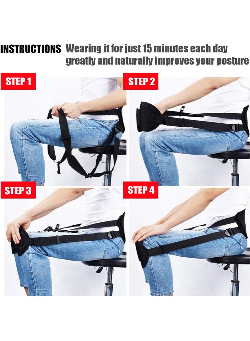 Posture correction brace, lower back support while sitting with an adjustable posture belt for additional support to improve body posture and reduce lower back pain. - Image 4