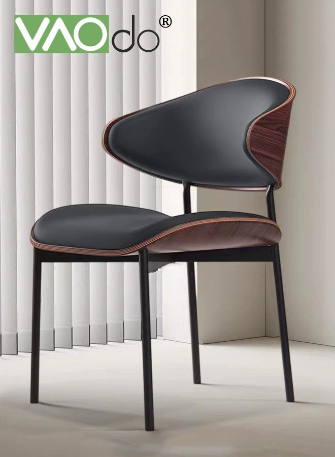 فاو دو كرسي طعام، كرسي من مادة البولي يوريثان بهيكل فولاذي، كرسي مطبخ جلدي بدون مساند للذراعين، مقعد كرسي محدب، كرسي عصري لغرفة الطعام والمكتب والمطبخ وغرفة النوم وغرفة المعيشة بالل - Image 1