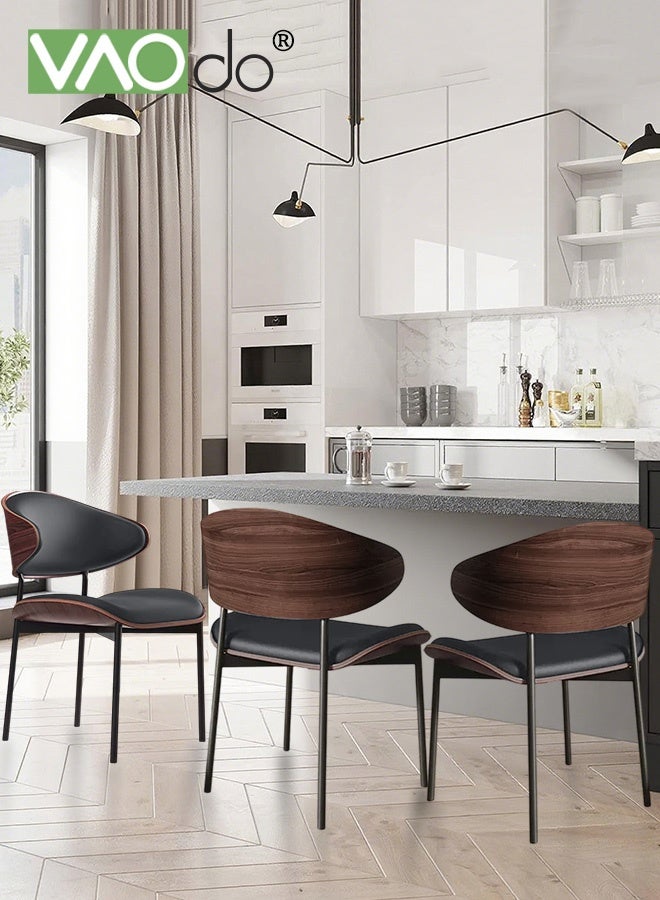 فاو دو كرسي طعام، كرسي من مادة البولي يوريثان بهيكل فولاذي، كرسي مطبخ جلدي بدون مساند للذراعين، مقعد كرسي محدب، كرسي عصري لغرفة الطعام والمكتب والمطبخ وغرفة النوم وغرفة المعيشة بالل - Image 2