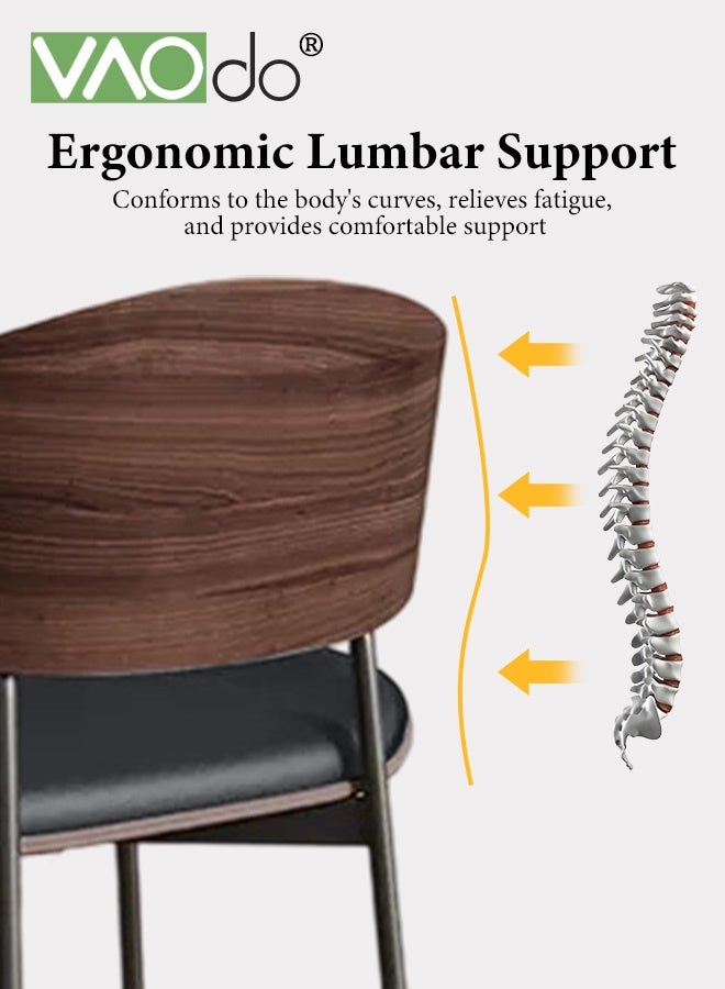 فاو دو كرسي طعام، كرسي من مادة البولي يوريثان بهيكل فولاذي، كرسي مطبخ جلدي بدون مساند للذراعين، مقعد كرسي محدب، كرسي عصري لغرفة الطعام والمكتب والمطبخ وغرفة النوم وغرفة المعيشة بالل - Image 3