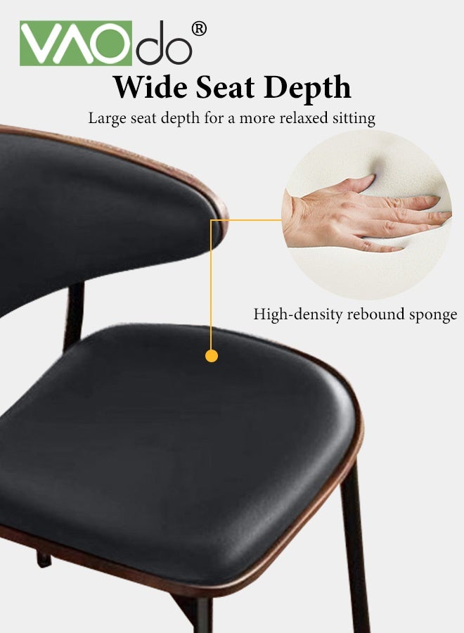 فاو دو كرسي طعام، كرسي من مادة البولي يوريثان بهيكل فولاذي، كرسي مطبخ جلدي بدون مساند للذراعين، مقعد كرسي محدب، كرسي عصري لغرفة الطعام والمكتب والمطبخ وغرفة النوم وغرفة المعيشة بالل - Image 5