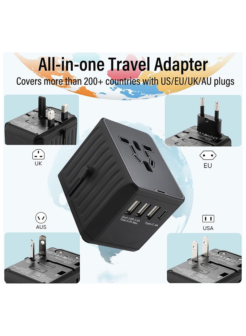 Travel Adapter, Universal Power Adapter Worldwide All in One with USB C+ 3 USB Ports - Image 2
