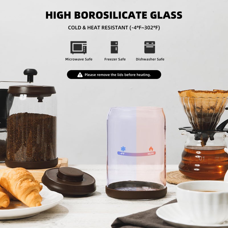 Tourdeus Glass Coffee Container - 900ml x 2 Pop Top Coffee Storage Airtight Canister, Large Ground Coffee Containers Coffee Jars with Lids - Image 4