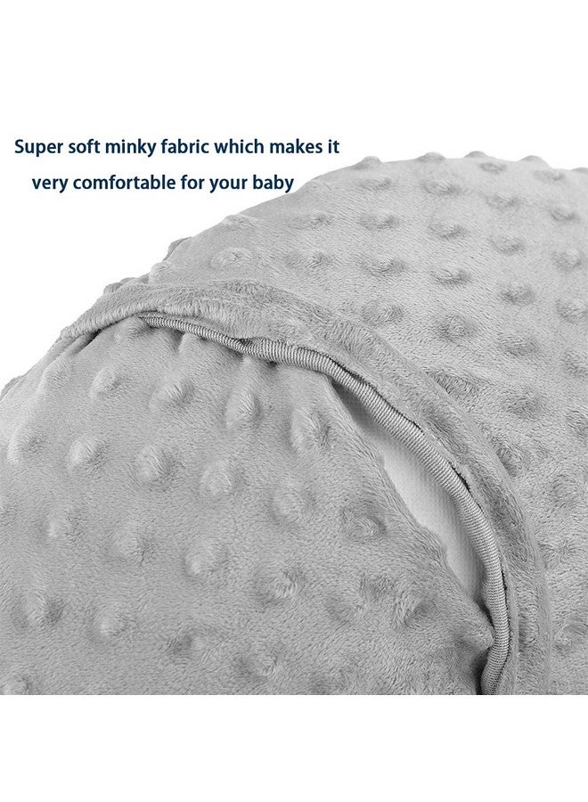 iEvolve Minky Nursing Pillow Cover Breast Feeding Pillow Cover Slipcover U Shape for Baby Boy Girl,Cover Only(Beige&White, Pack of 2) - Image 3