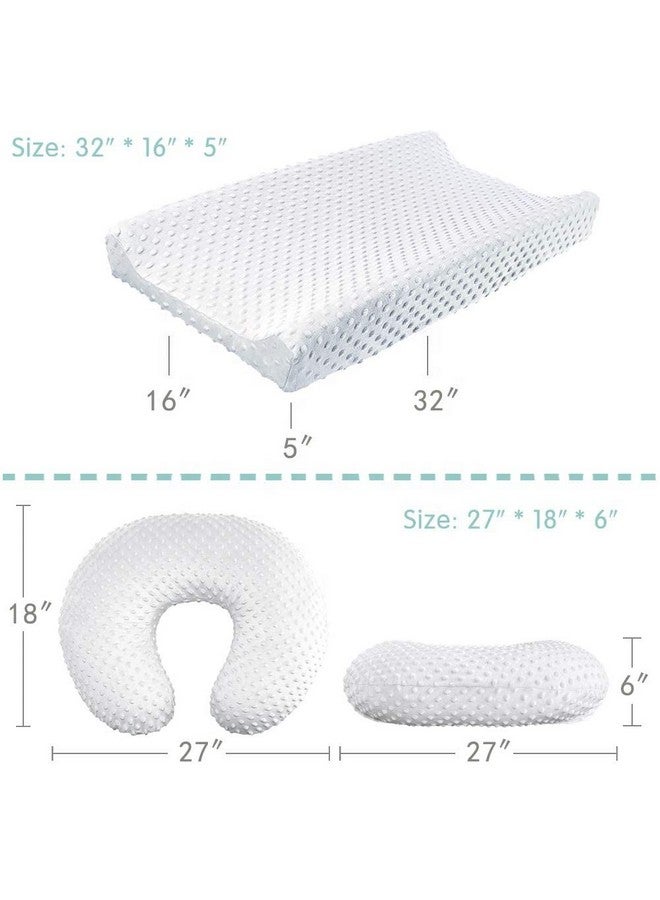 iEvolve Minky Nursing Pillow Cover Breast Feeding Pillow Cover Slipcover U Shape for Baby Boy Girl,Cover Only(Beige&White, Pack of 2) - Image 4