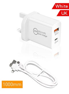 WooFree 20W Dual Port Power Adapter PD+QC3.0 Quick Charger with 3 in 1 Charge Cable Compatible with iPhone Switch Samsung Huawei Xiaomi HTC  - Image 1