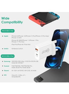 WooFree 20W Dual Port Power Adapter PD+QC3.0 Quick Charger with 3 in 1 Charge Cable Compatible with iPhone Switch Samsung Huawei Xiaomi HTC  - Image 3