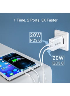 WooFree 20W Dual Port Power Adapter PD+QC3.0 Quick Charger with 3 in 1 Charge Cable Compatible with iPhone Switch Samsung Huawei Xiaomi HTC  - Image 4