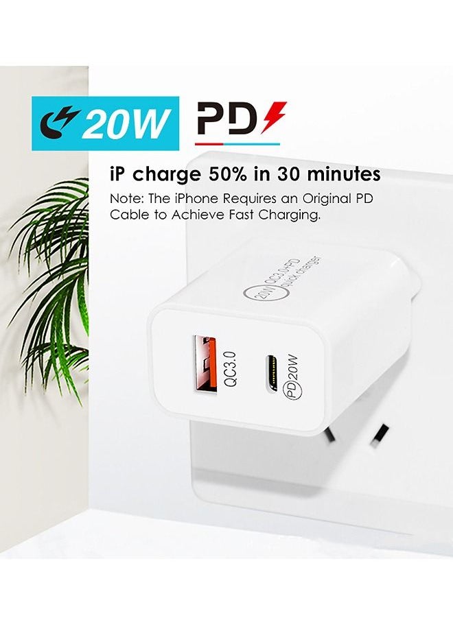 WooFree 20W Dual Port Power Adapter PD+QC3.0 Quick Charger with 3 in 1 Charge Cable Compatible with iPhone Switch Samsung Huawei Xiaomi HTC  - Image 2