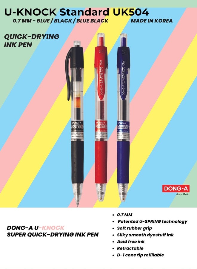 Dong-A U-Knock Retractable Gel 0.7mm (Pack of 12) (Blue) - Image 4
