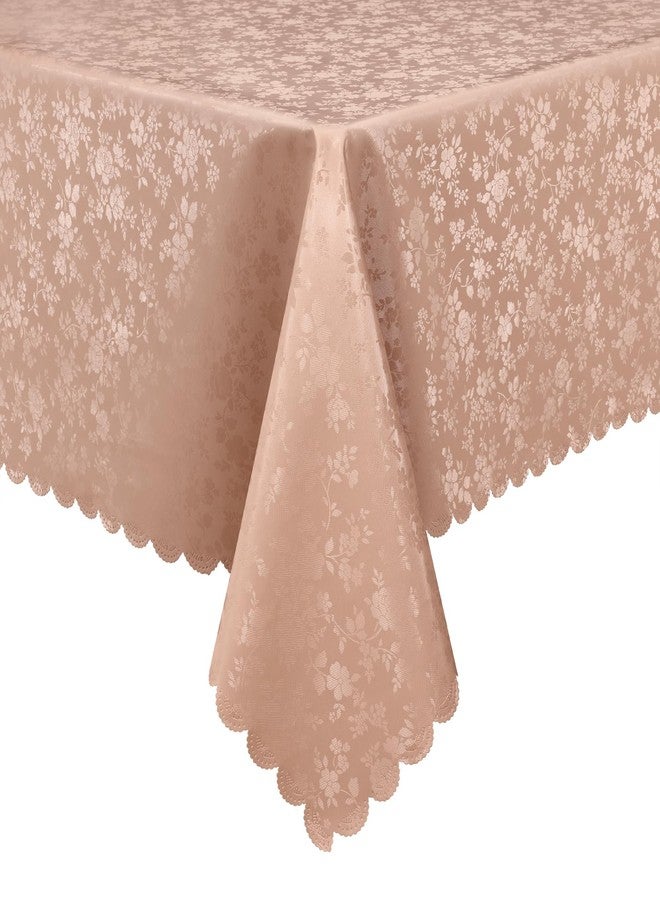 smiry مفرش طاولة مستطيل من سميري، مفارش طاولة من الفينيل المتين المقاوم للماء، غطاء طاولة قابل للمسح والغسل للمطبخ وغرفة الطعام (لون بيج، 60 بوصة × 102 بوصة) - Image 1