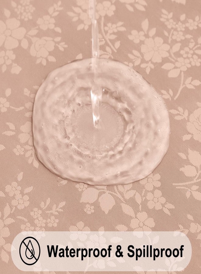 smiry مفرش طاولة مستطيل من سميري، مفارش طاولة من الفينيل المتين المقاوم للماء، غطاء طاولة قابل للمسح والغسل للمطبخ وغرفة الطعام (لون بيج، 60 بوصة × 102 بوصة) - Image 2