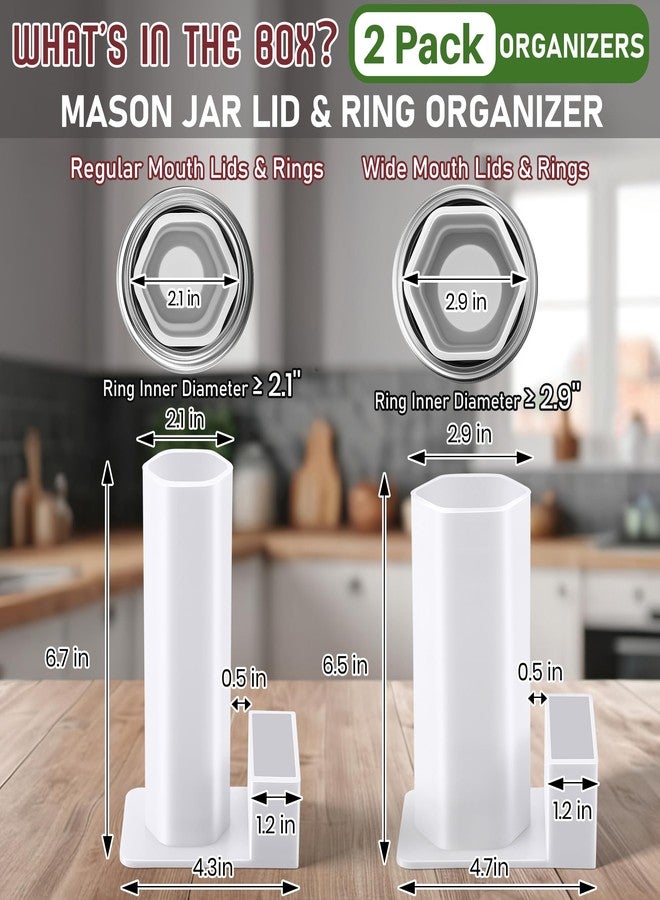 Feekoon Mason Jar Lid Organizer & Holder 2 Pack, Lid Storage Organizer for Regular & Wide Mouth, Removable Sleeve Design Holds 20 Lids & 20 Rings, Mason Jar Accessories for Kitchen Cabinet Storage - Image 5