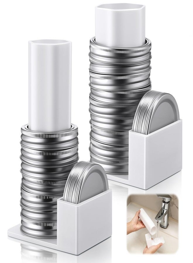 Feekoon Mason Jar Lid Organizer & Holder 2 Pack, Lid Storage Organizer for Regular & Wide Mouth, Removable Sleeve Design Holds 20 Lids & 20 Rings, Mason Jar Accessories for Kitchen Cabinet Storage - Image 1