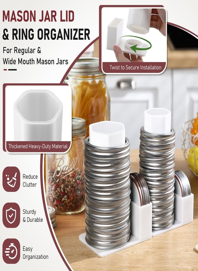 Feekoon Mason Jar Lid Organizer & Holder 2 Pack, Lid Storage Organizer for Regular & Wide Mouth, Removable Sleeve Design Holds 20 Lids & 20 Rings, Mason Jar Accessories for Kitchen Cabinet Storage - Image 2